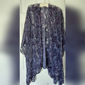 PURPLE BURN-OUT DOLMAN SHAWL/DUSTER  OS